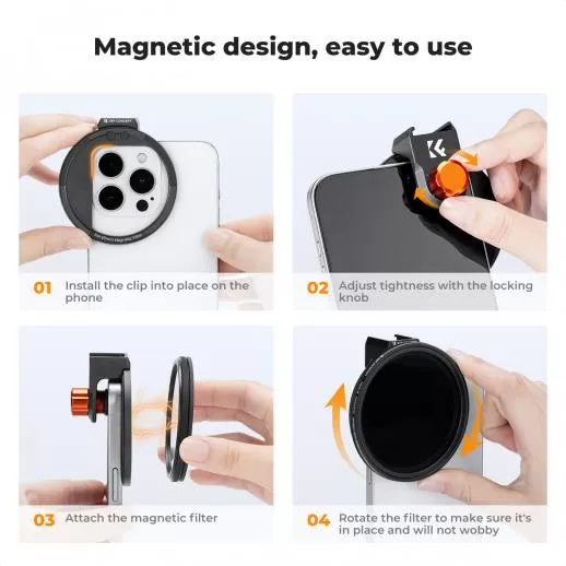 K&F Concept 67 mm Magnetic Variable ND2‑32 cho điện thoại smartphone