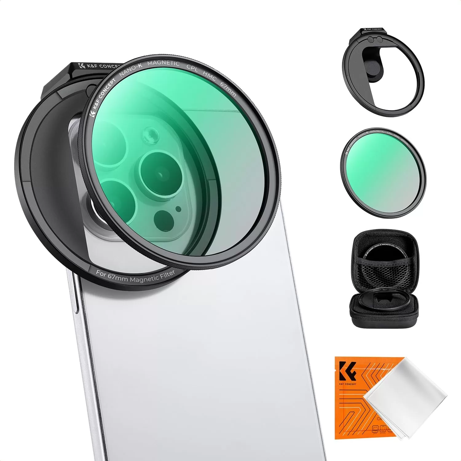 K&F Concept 67 mm CPL Magnetic Phone Lens Filter Kit - Dành cho điện thoại
