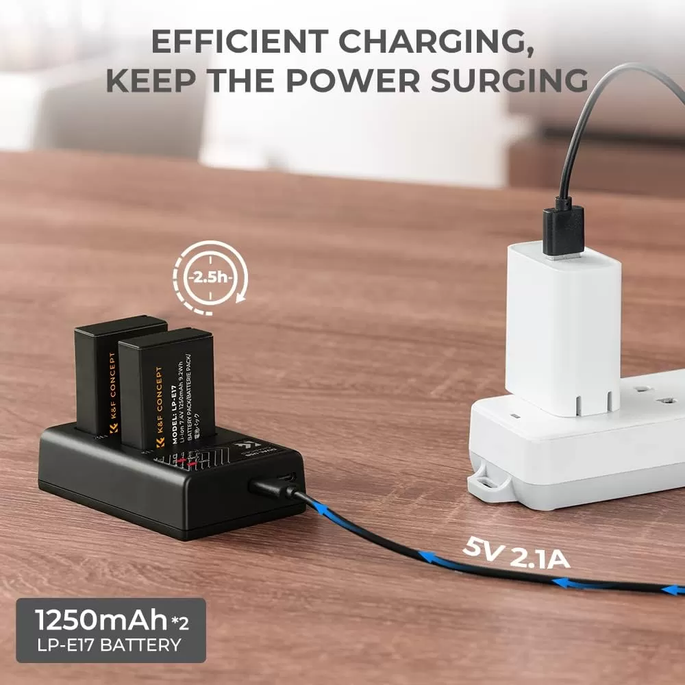 Bộ pin sạc K&F Concept cho Canon LP-E17 (2 pin 1 sạc đôi)