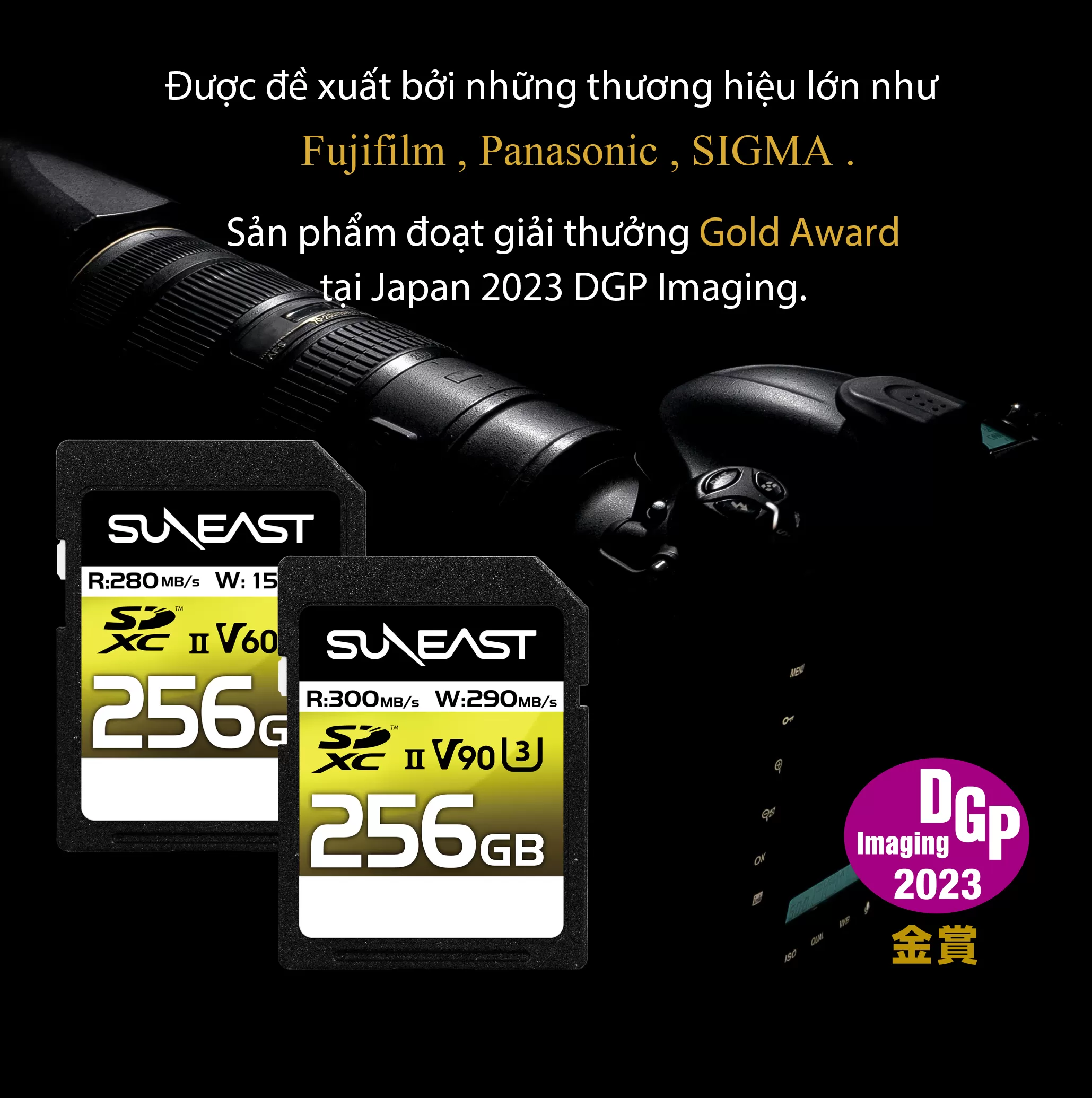 Thẻ nhớ SunEast SDXC V90 SunEast Ultimate Pro 64GB | 128GB | 256GB cao cấp UHS-II tốc độ 300MB/s, hỗ trợ quay 8K+4K