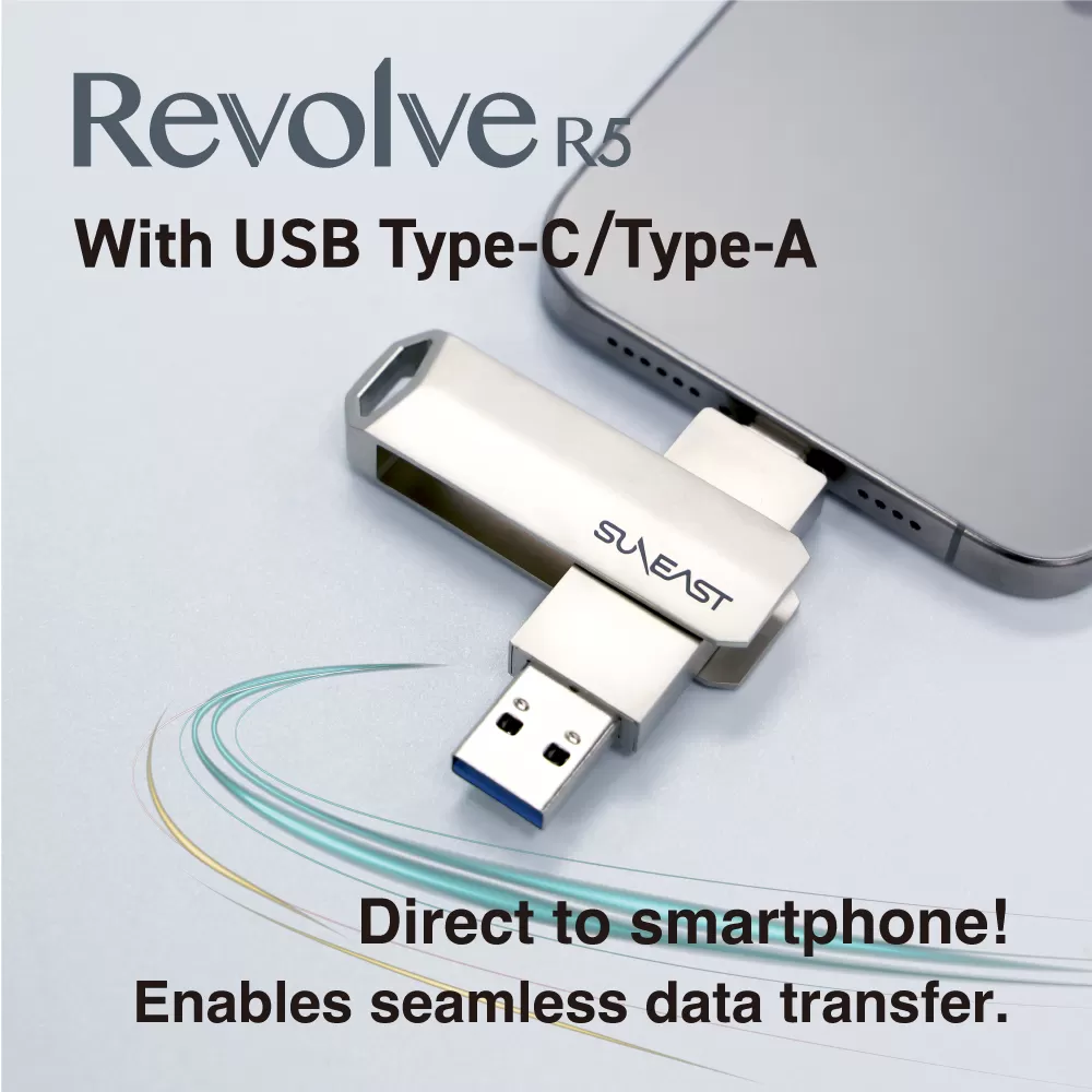 Ổ cứng SSD di động SunEast Revolve R5 256GB | 512GB | 1TB - tốc độ 500 MB/s, 2 cổng Type-A & Type-C