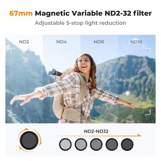 K&F Concept 67 mm Magnetic Variable ND2‑32 cho điện thoại smartphone