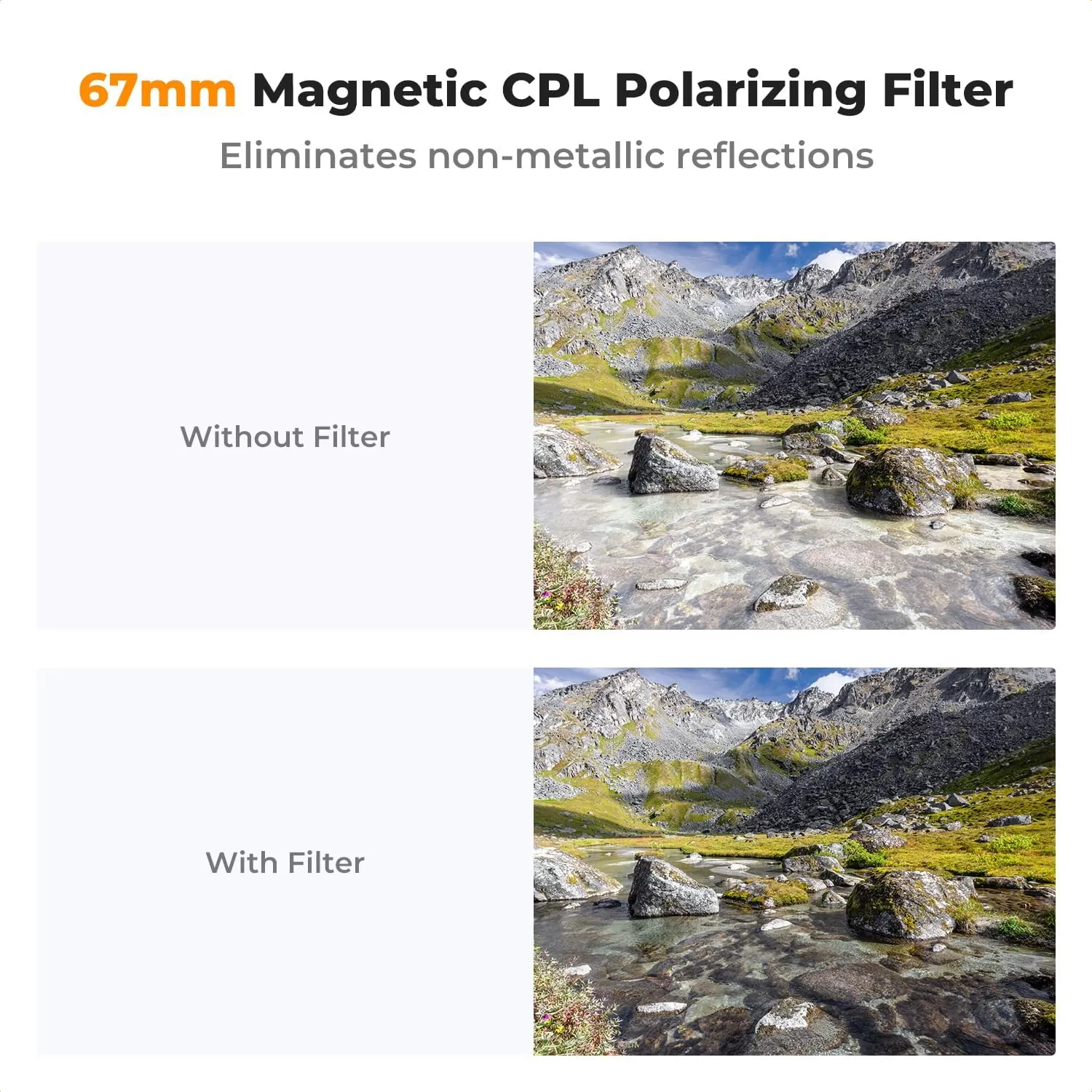 K&F Concept 67 mm CPL Magnetic Phone Lens Filter Kit - Dành cho điện thoại