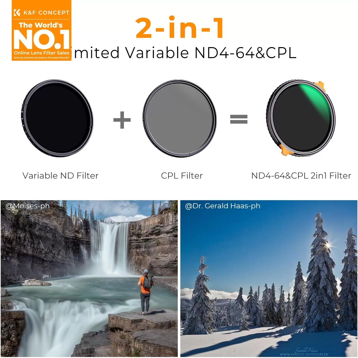Filter K&F Concept 2 trong 1 CPL-VND ND4-ND64 Nano-X Series