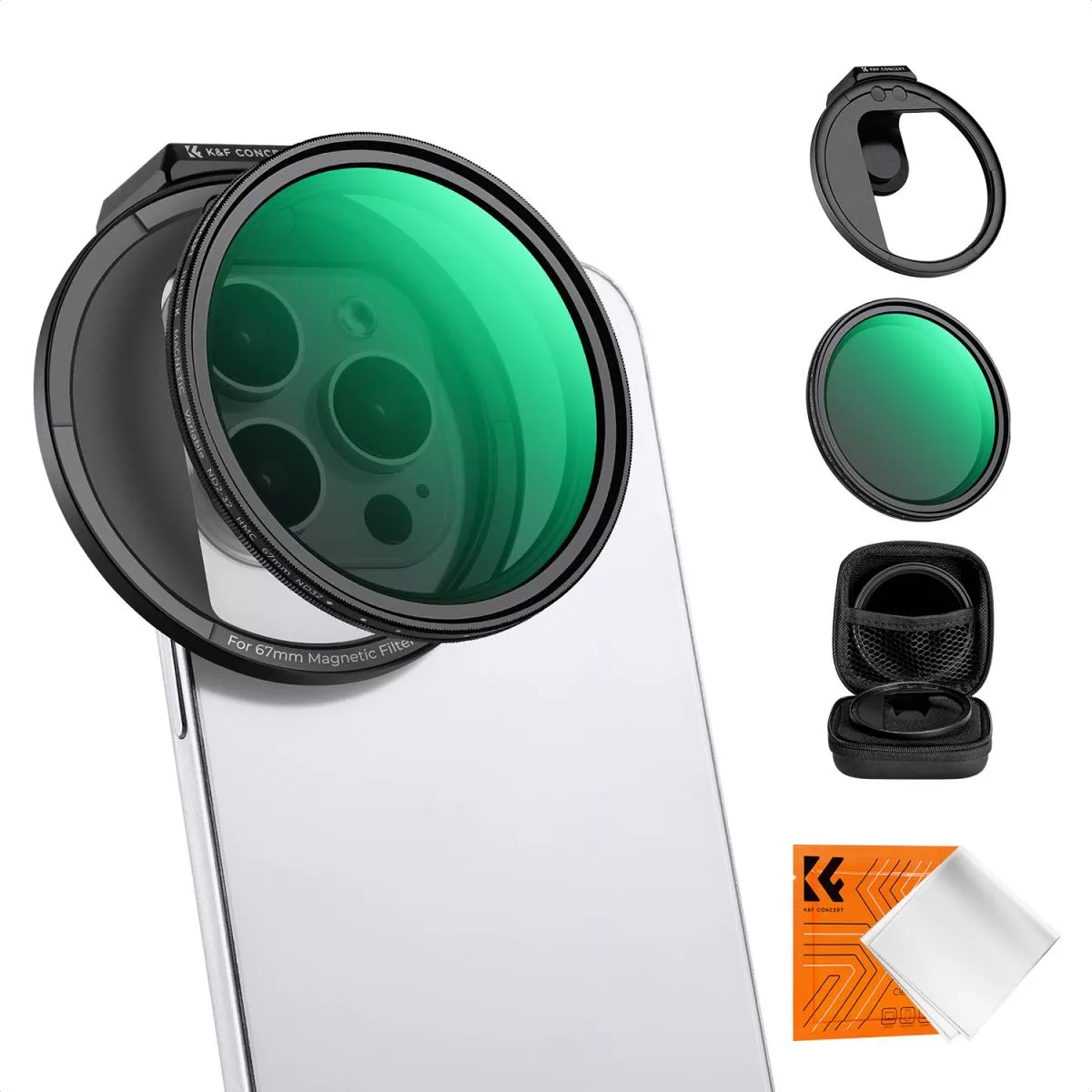K&F Concept 67 mm Magnetic Variable ND2‑32 cho điện thoại smartphone