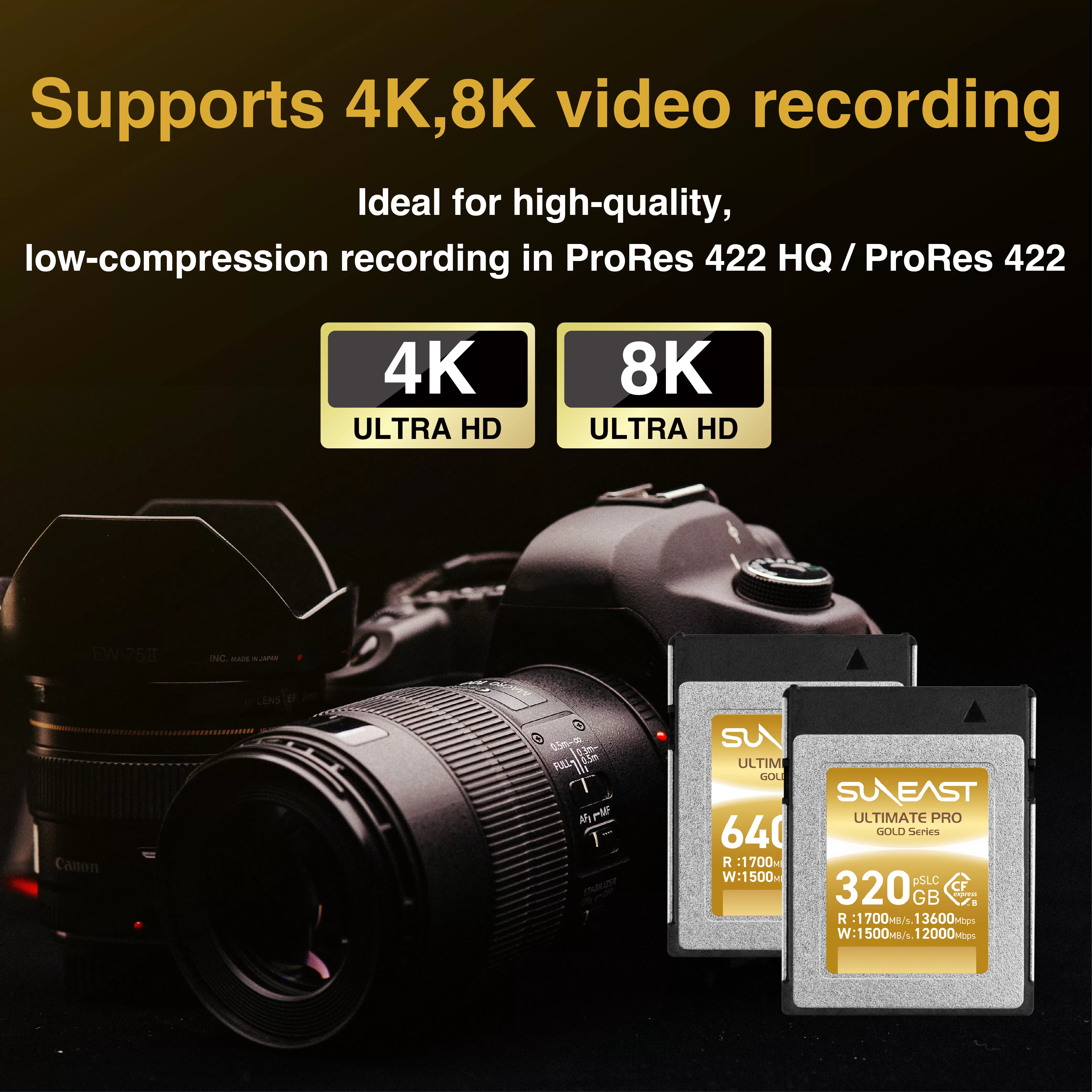 Thẻ nhớ SunEast CFexpress Type B Gold Series 160GB | 320GB | 640GB – Tốc độ 1700MB/s