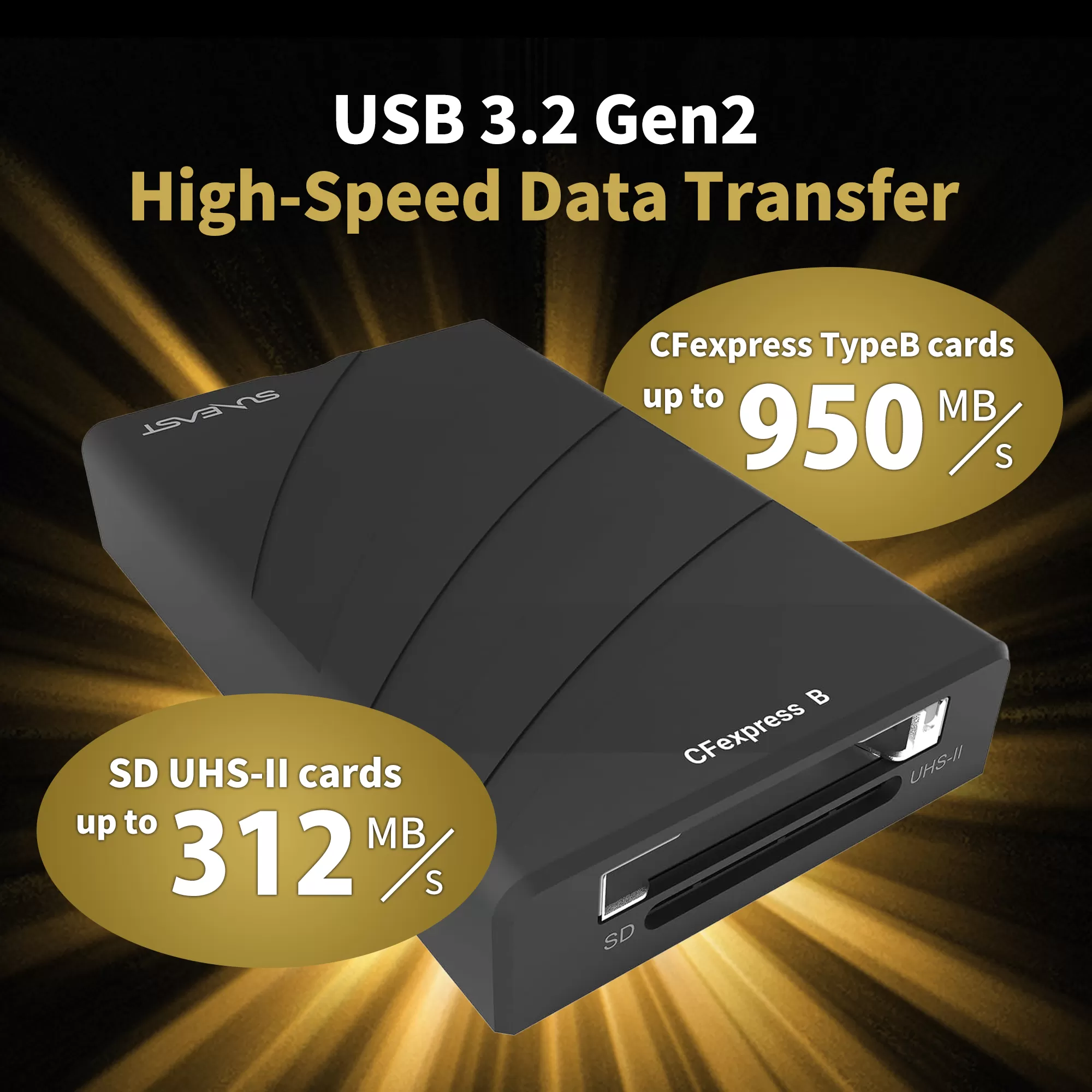 Đầu đọc thẻ SunEast 2 trong 1 CFexpress Type B & SD UHS-II – tốc độ cao, 2 khe cắm