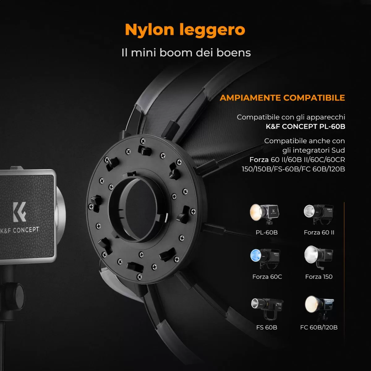 K&F Concept Mini Softbox Ottagonale (40 cm / 15,75″) – với mount Bowens