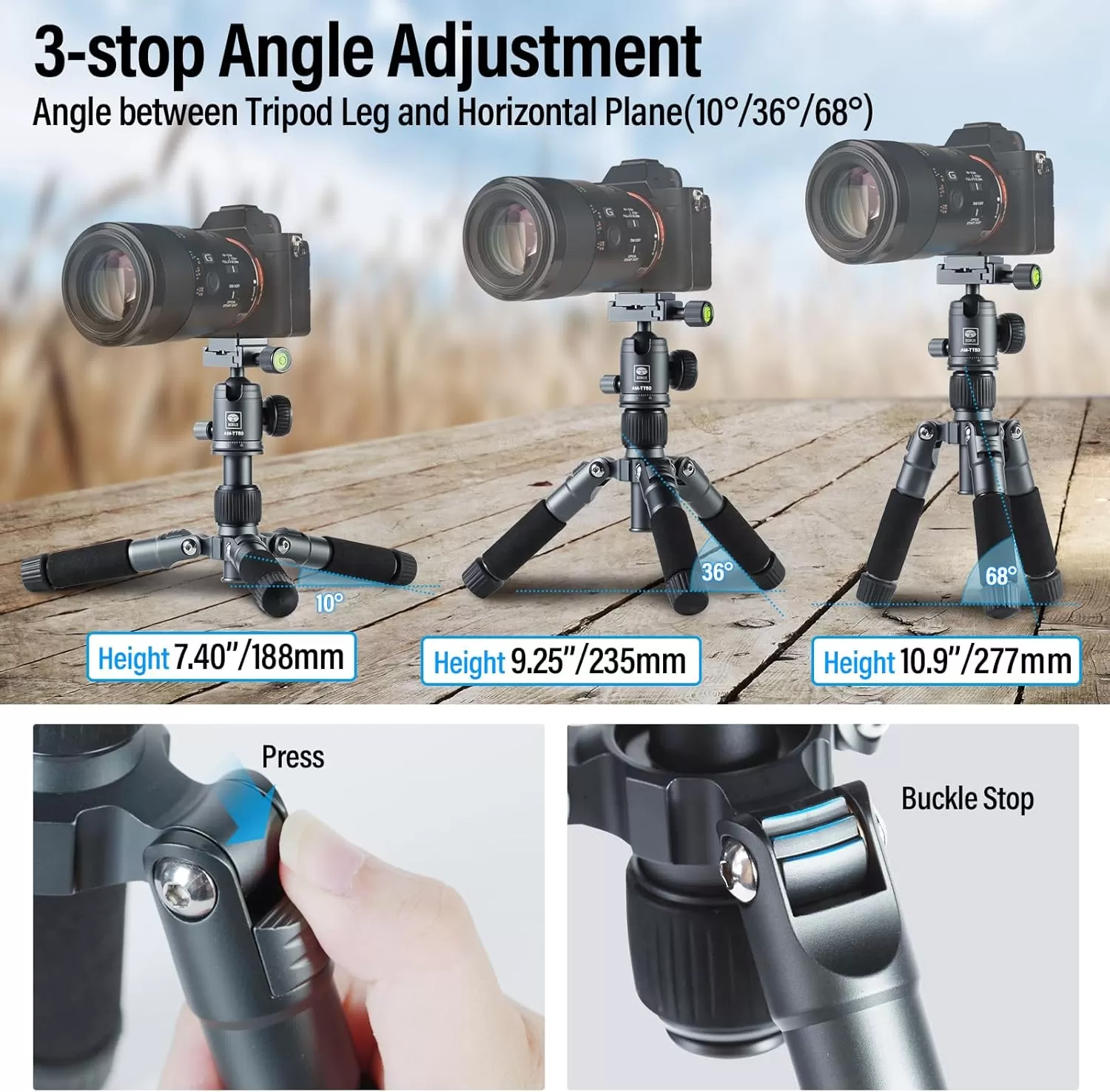 Chân máy Sirui mini AM-TT50 chân máy nhỏ gọn, tải trọng 10kg