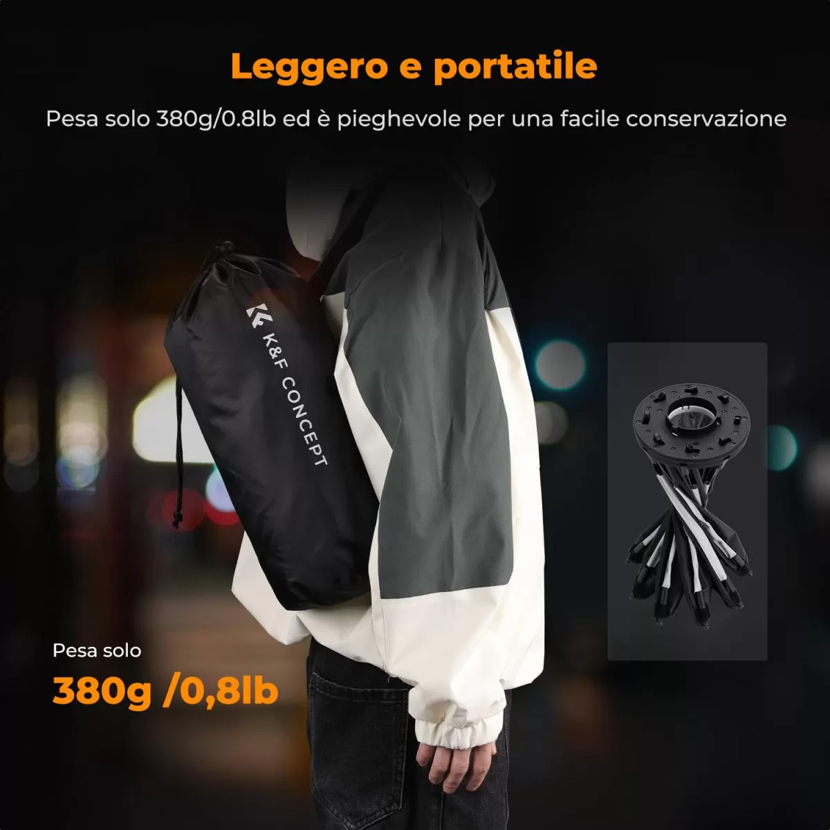 K&F Concept Mini Softbox Ottagonale (40 cm / 15,75″) – với mount Bowens