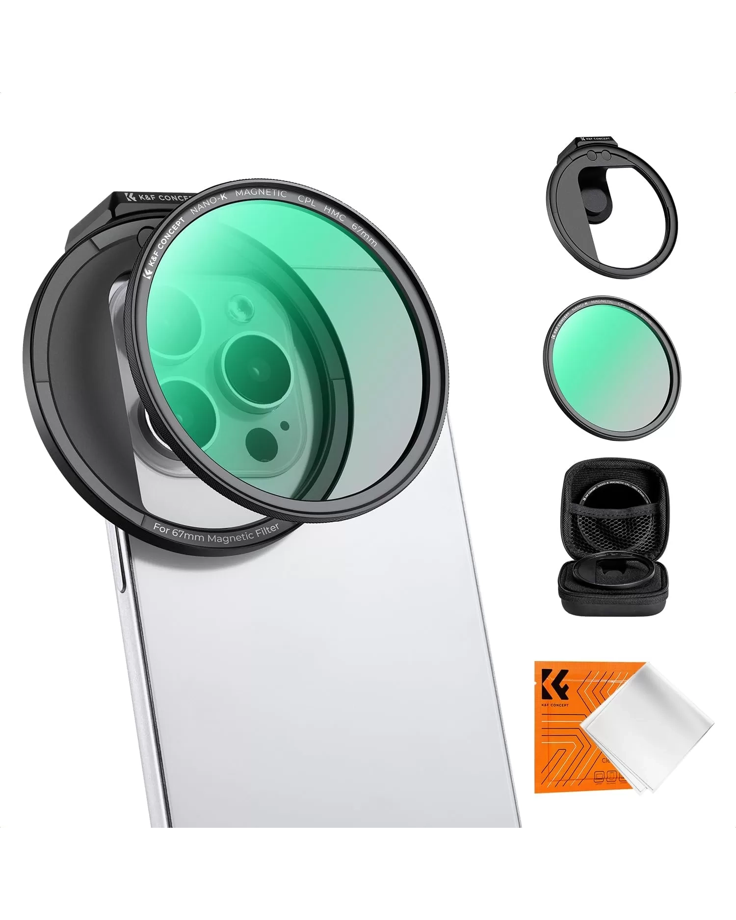 Bộ filter kit CPL dùng cho điện thoại K&F Concept - công nghệ hít từ tính Magnetic - KF01.2673