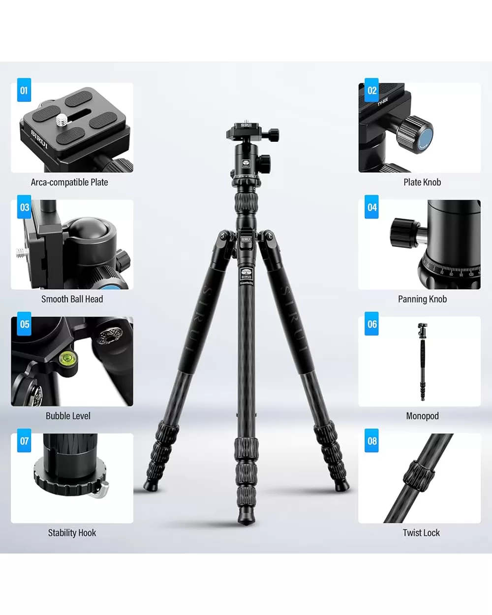 Chân máy ảnh SIRUI Traveler 7C + ballhead (Carbon-fiber)