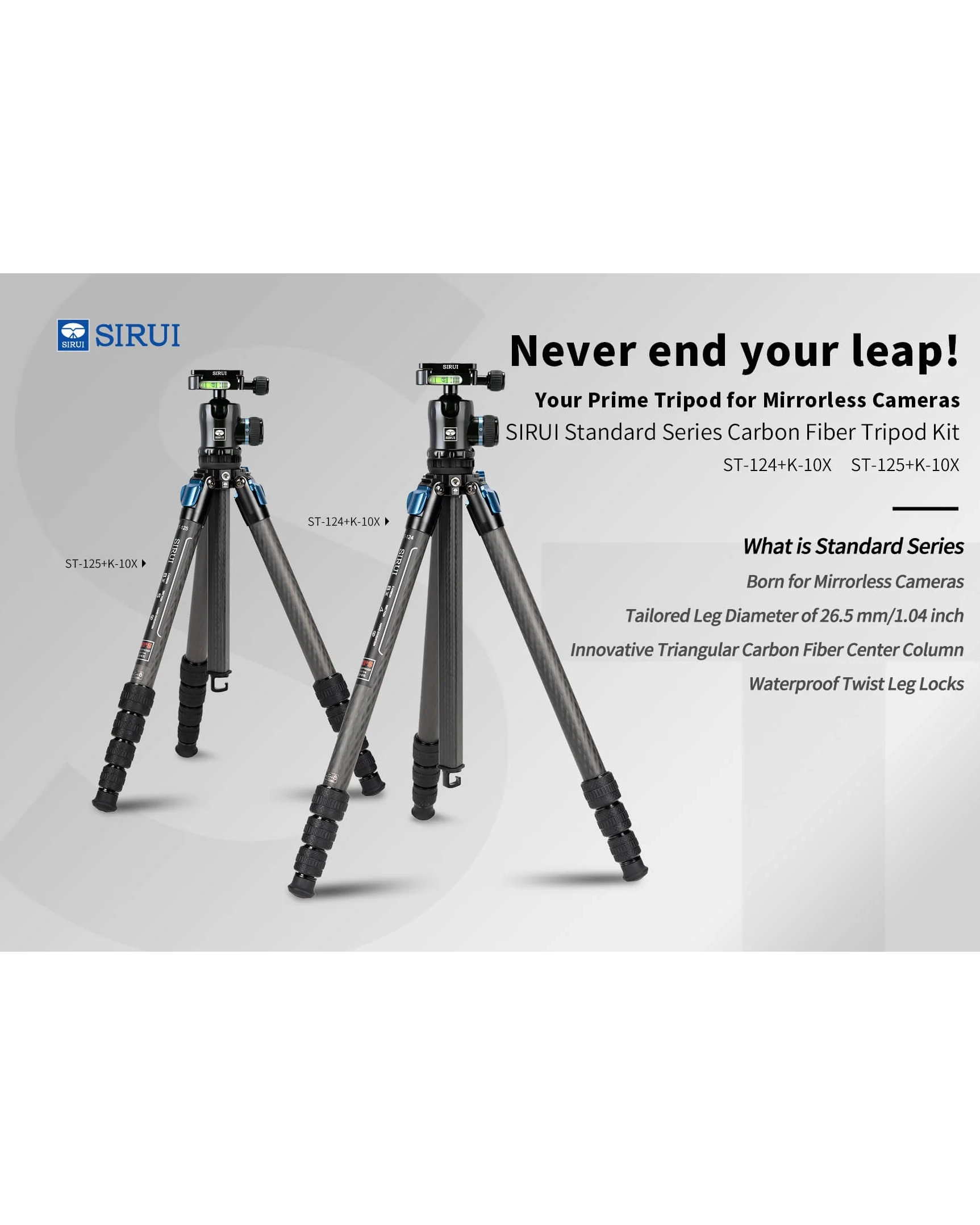 Chân máy ảnh SIRUI ST-124 + ballhead K10X (Carbon-fiber)