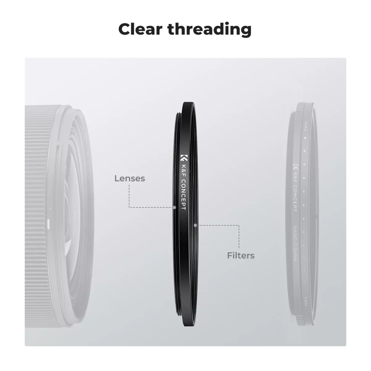 Step Up ring K&F Concept - vòng chuyển filter step Up (kèm khăn lau)