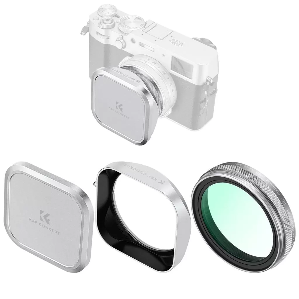 Bộ combo Lens hood + UV + lens cap K&F Concept for Fuji X100 series ( X100, X100S, X100T, X100F, X100V, X100VI ) - KF.2276