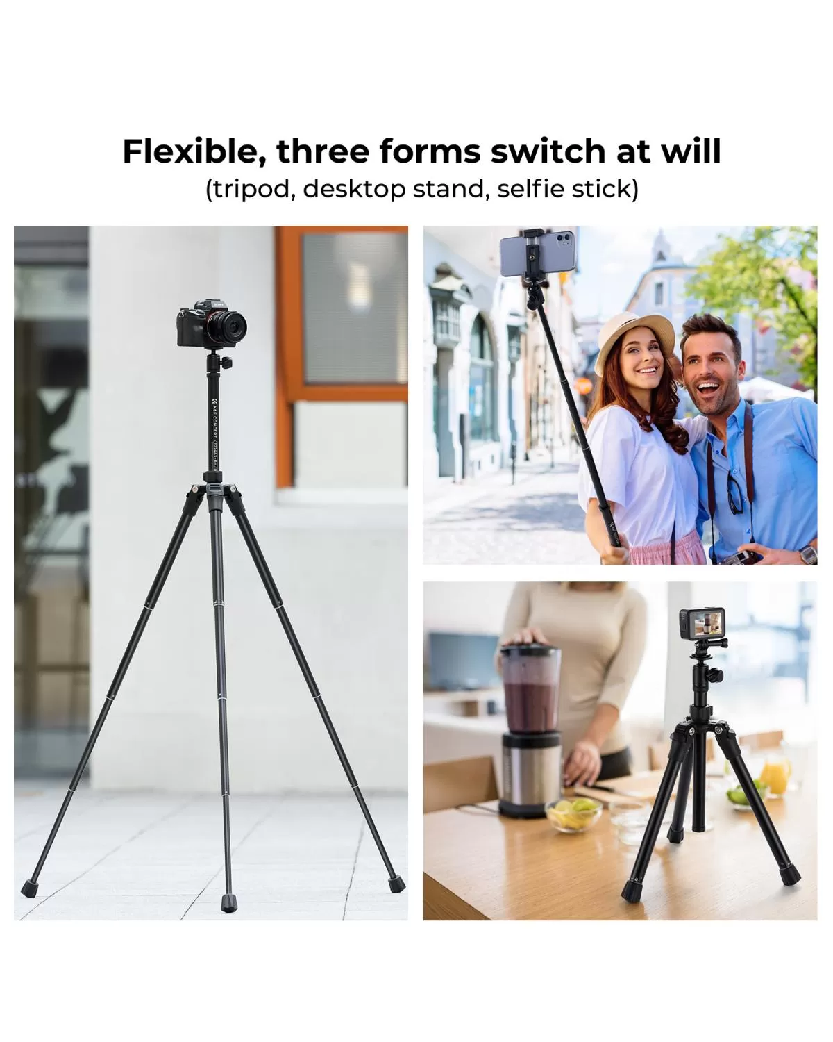 Chân máy ảnh, điện thoại K&F Concept 1.7m 2in1 kèm điều khiển cho điện thoại - KF09.120V2