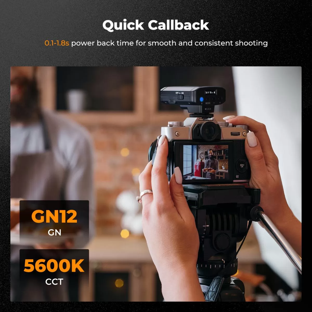 Đèn flash mini K&F Concept KF-M01 - GN12 5600K 2000mAh - KF22.016