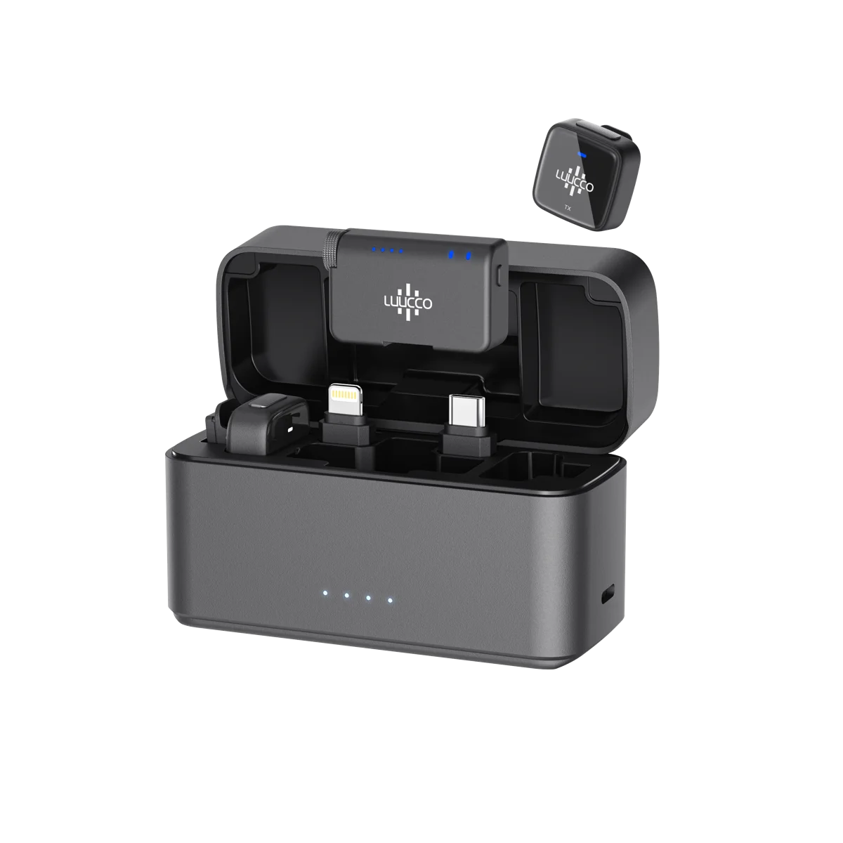 Micro không dây Luucco AirMic 2 TX + 1 RX, khử ồn AI, cự ly 250m